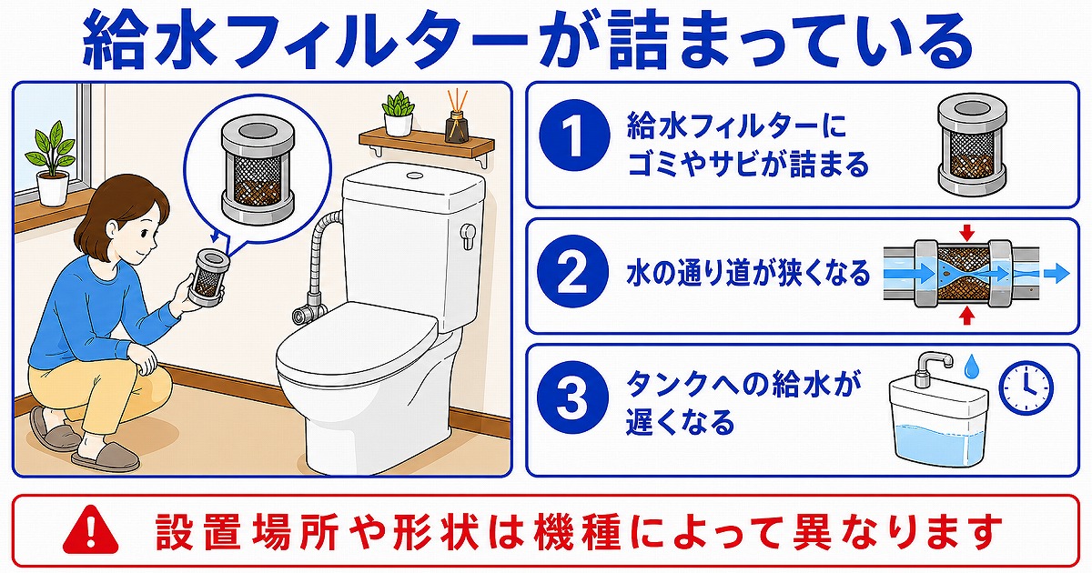 給水フィルターが詰まっている