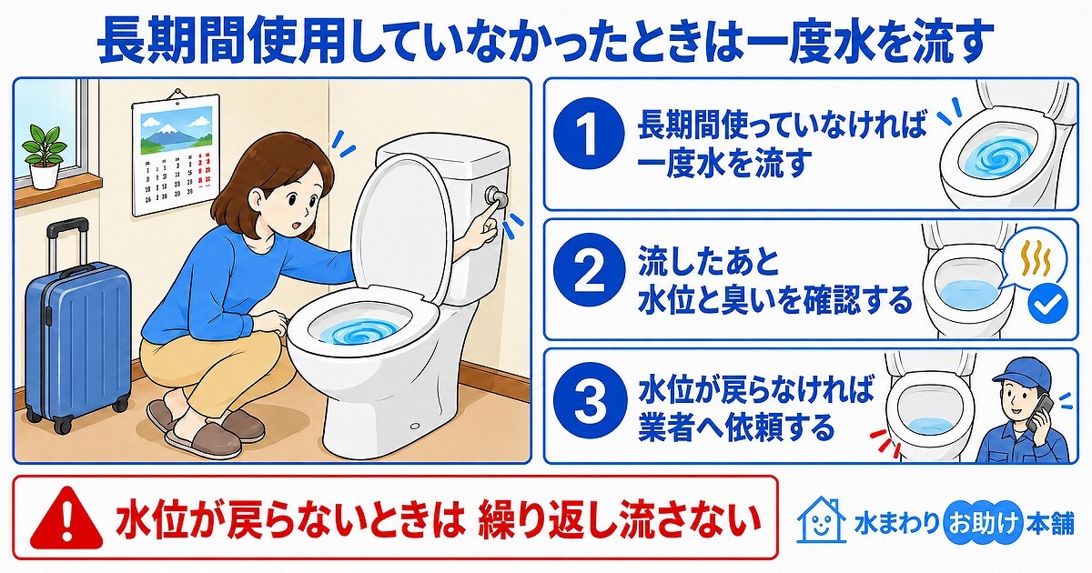 長期間使用していなかったときは一度水を流す