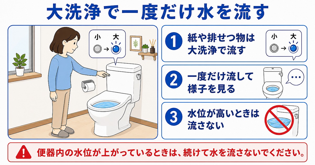 大洗浄で一度だけ水を流す