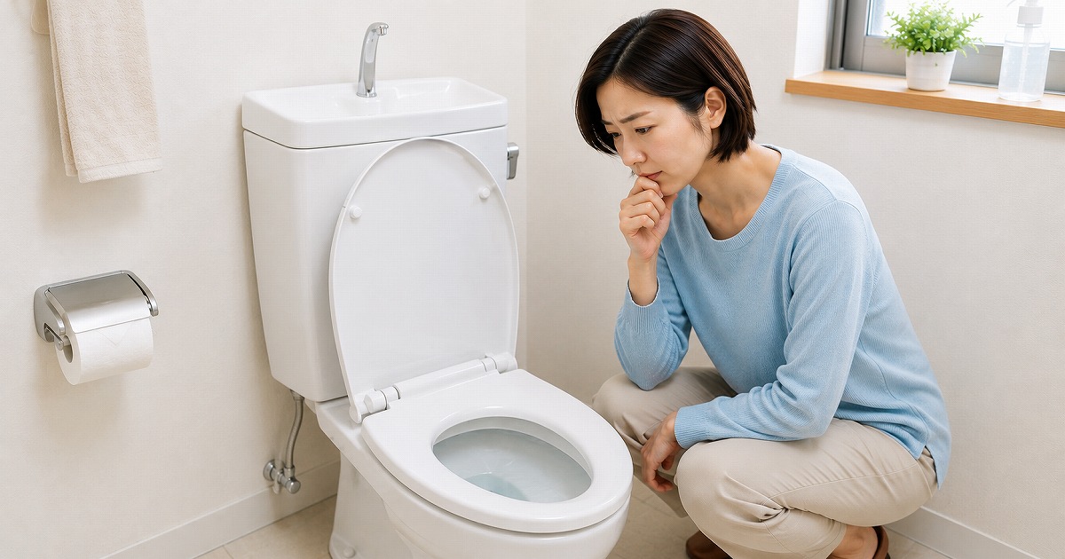 トイレの水がたまらないことで悩んでいる女性