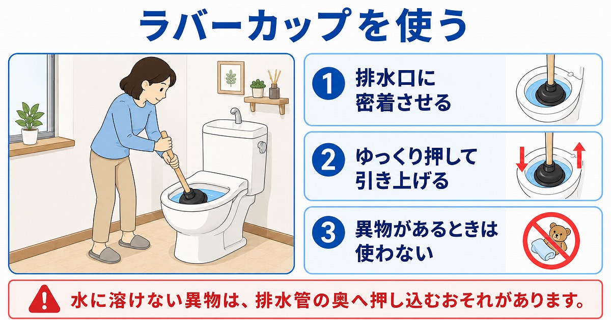 ラバーカップでつまりを取り除く