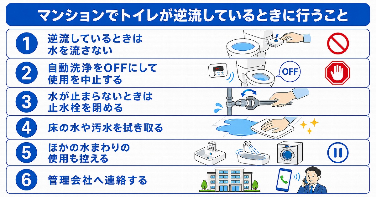 マンションでトイレが逆流しているときに行うこと