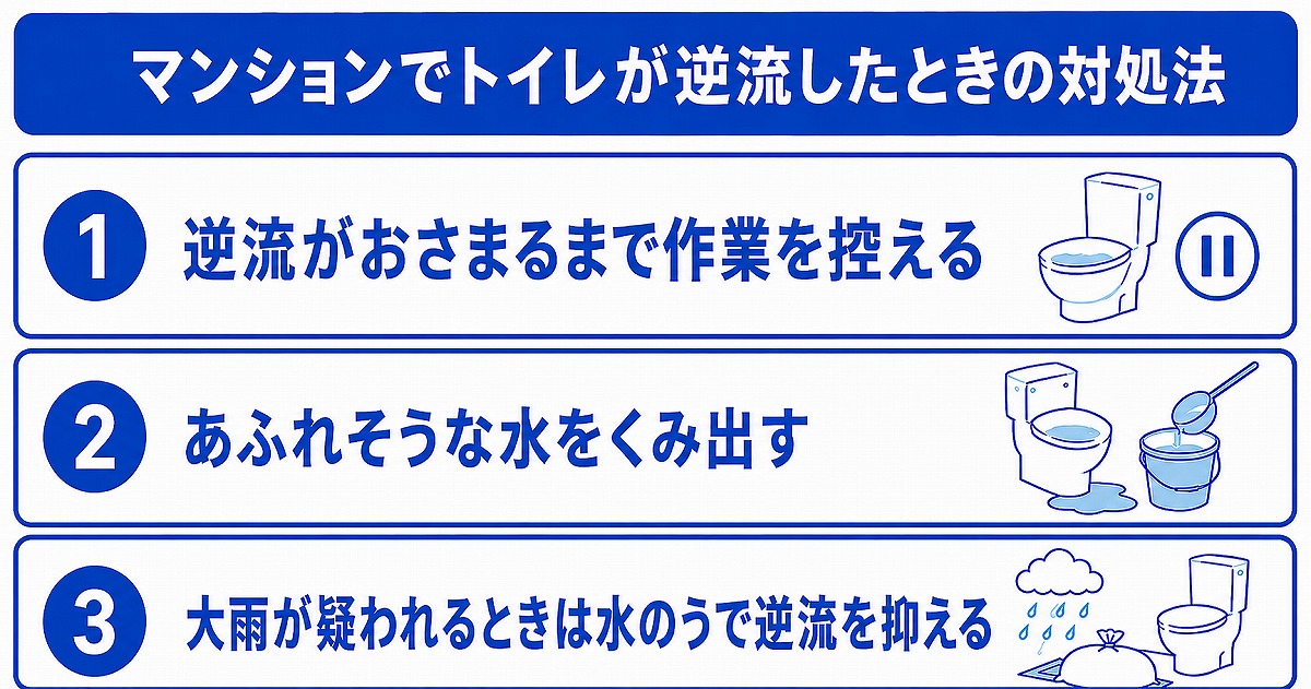 マンションでトイレが逆流したときに自分でできる対処法