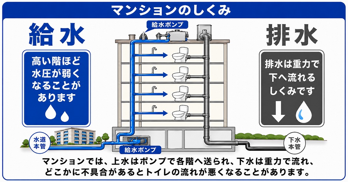 マンションでトイレの水の流れが悪くなる原因