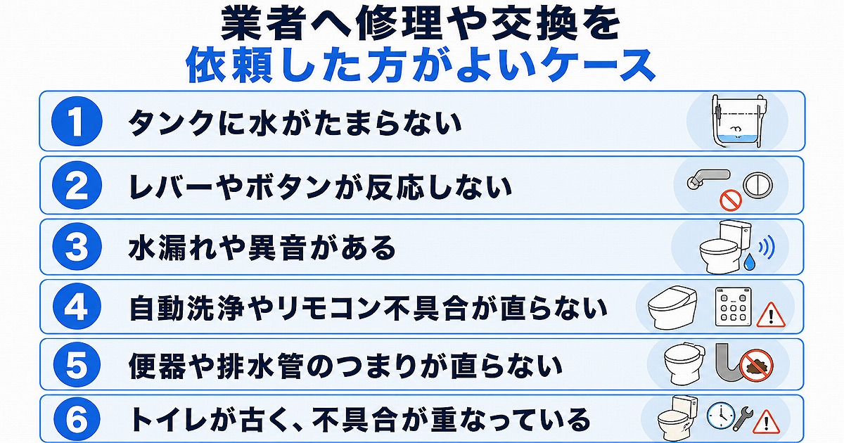 業者へ修理や交換を依頼した方がよいケース