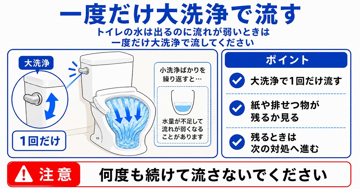 一度だけ大洗浄で水を流す