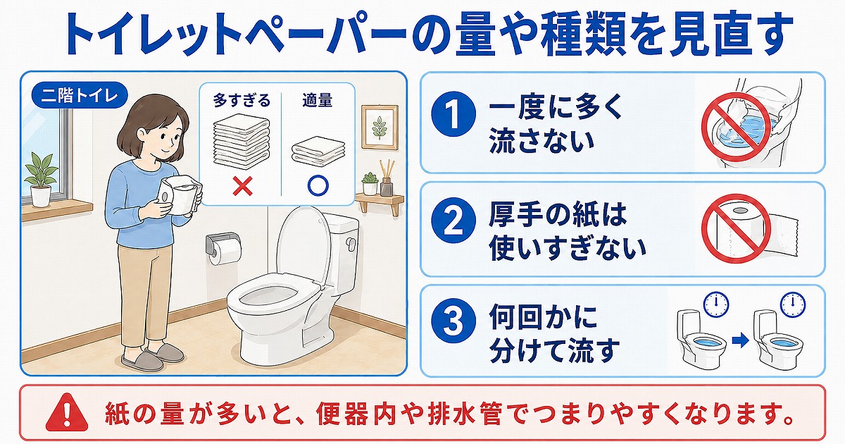 トイレットペーパーの量や種類を見直す