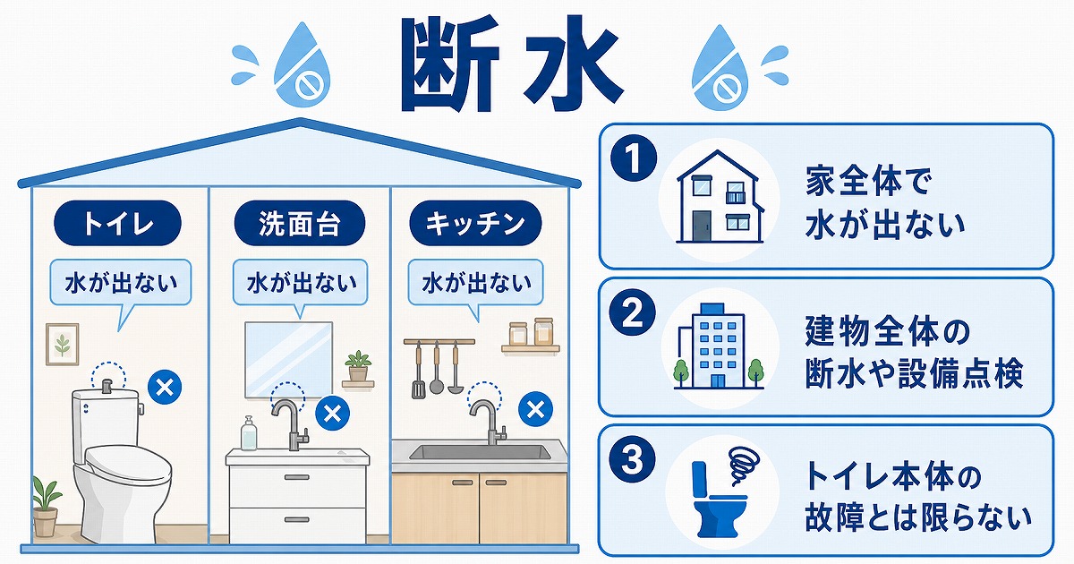 断水している、停電が起きている
