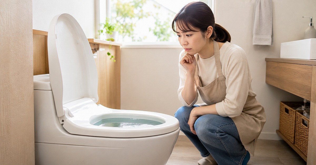 トイレの水位が高い状態で最初にすること