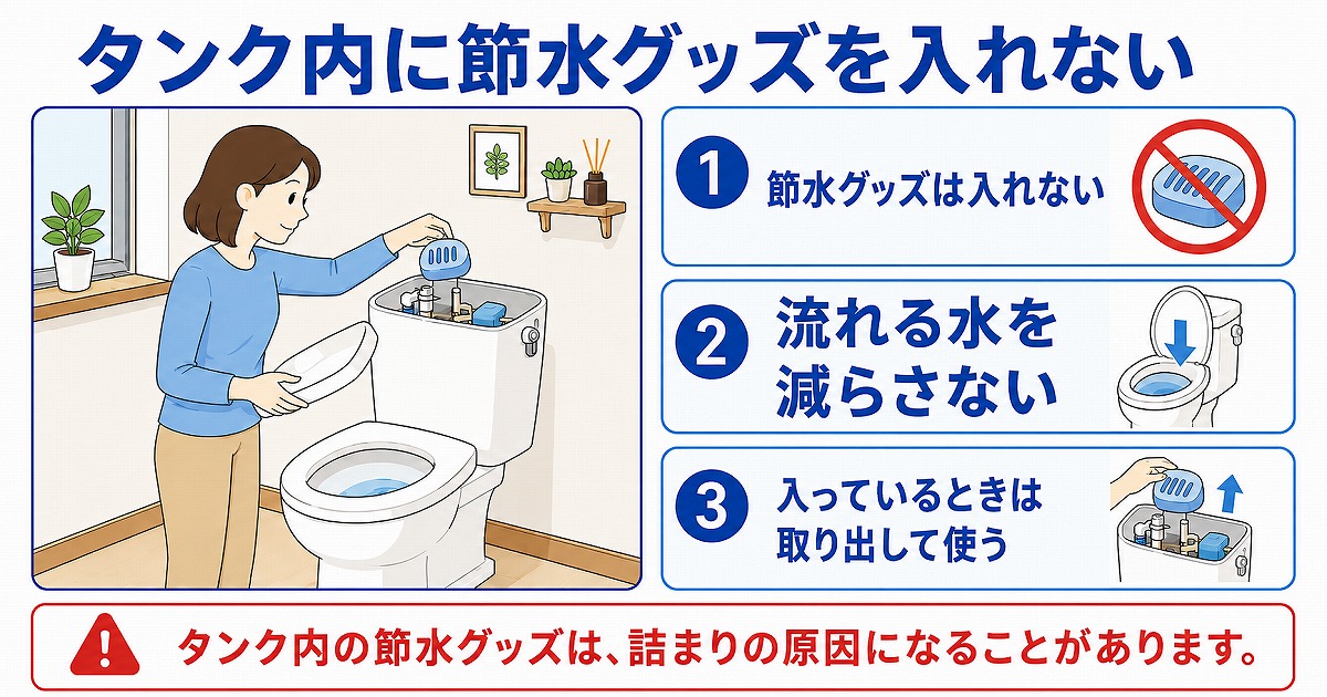 タンク内の節水グッズを入れない
