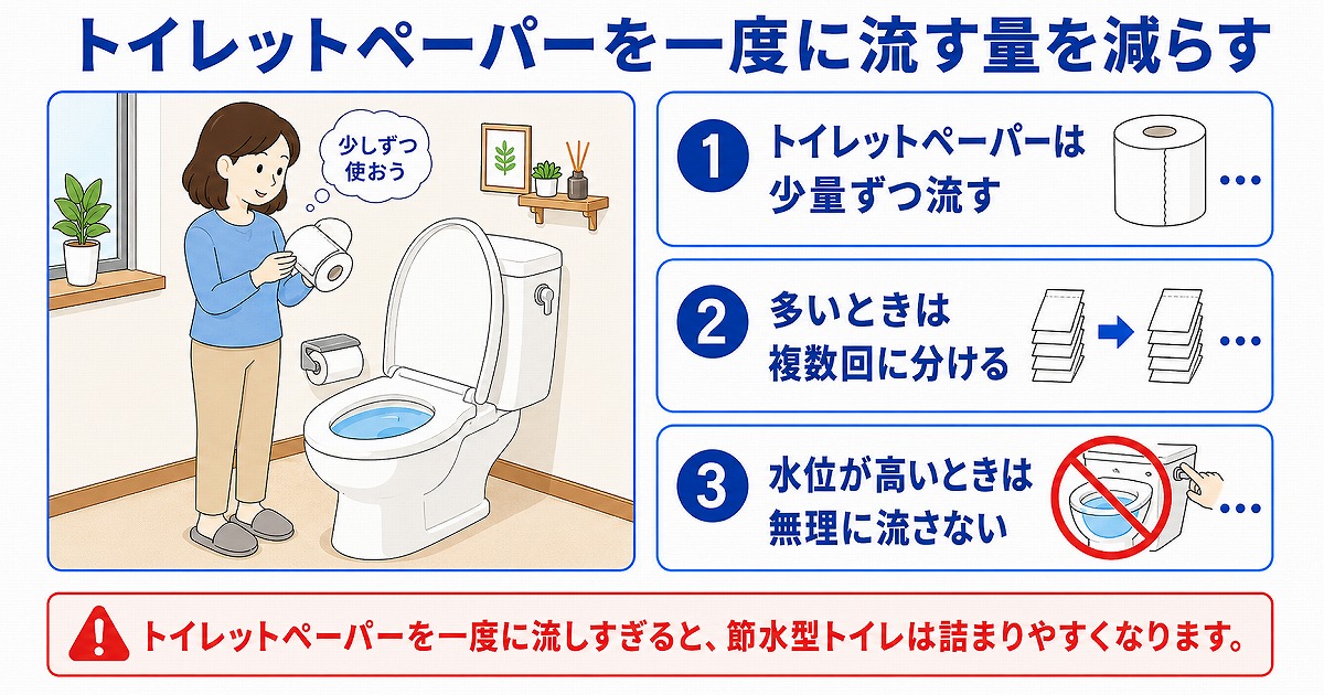 トイレットペーパーを流す量を減らす