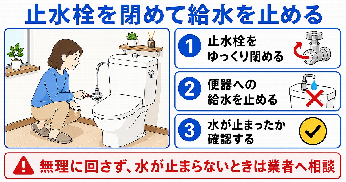 止水栓を閉めて給水を止める