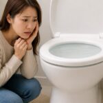 トイレの水位が高いので困っている女性