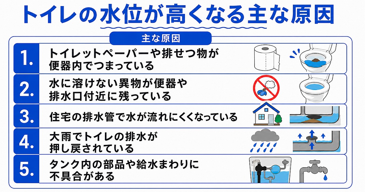 トイレの水位が高くなる原因