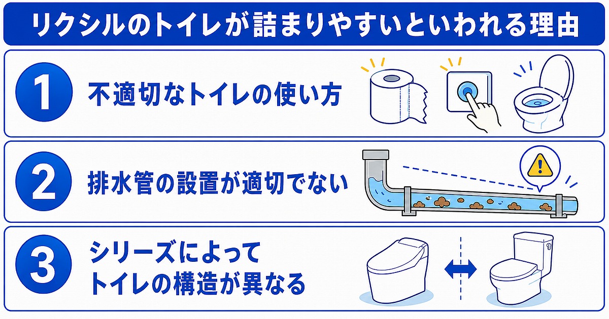 リクシル(LIXIL)のトイレが詰まりやすいといわれる理由
