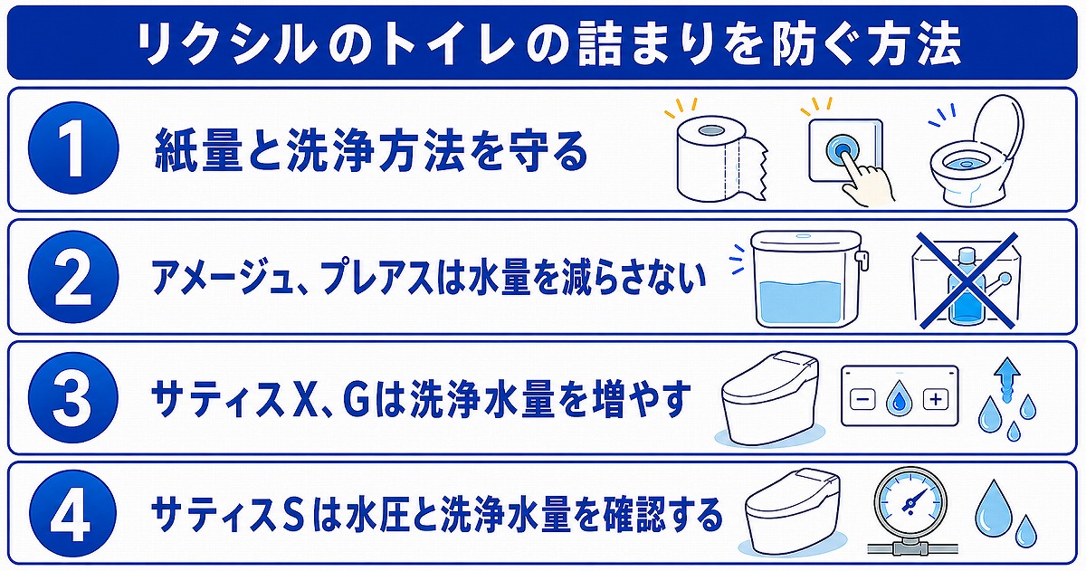 リクシル(LIXIL)のトイレの詰まりを防ぐ方法