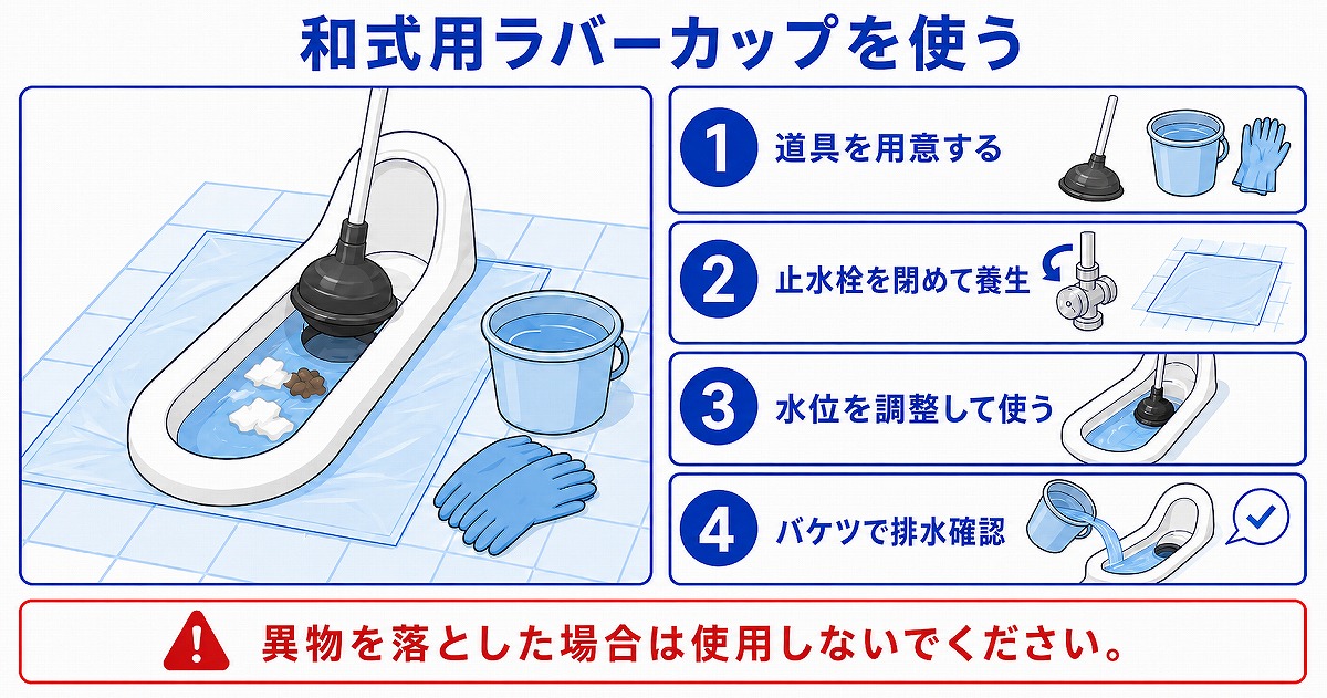 和式用ラバーカップを使う