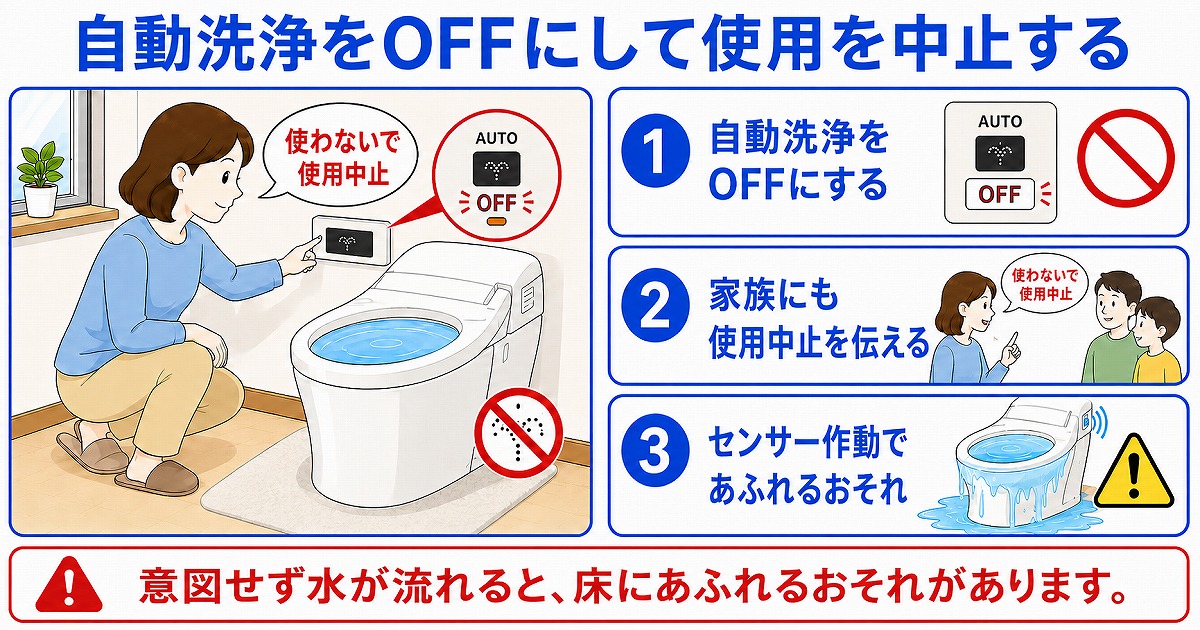 自動洗浄をOFFにして使用を中止する