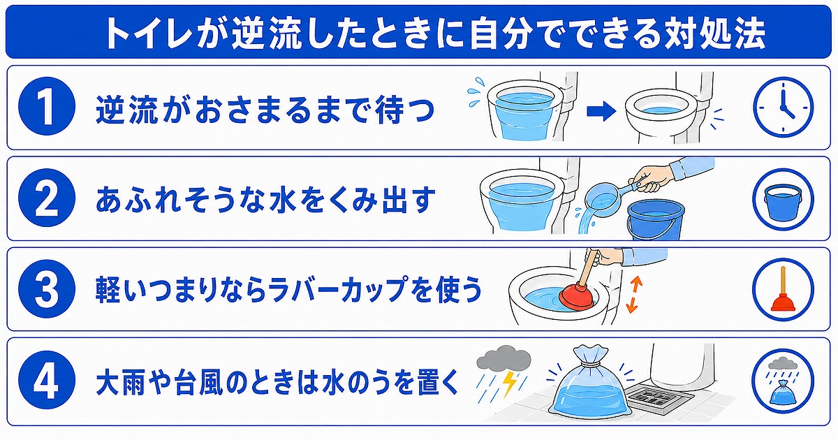 トイレが逆流したときに自分でできる対処法
