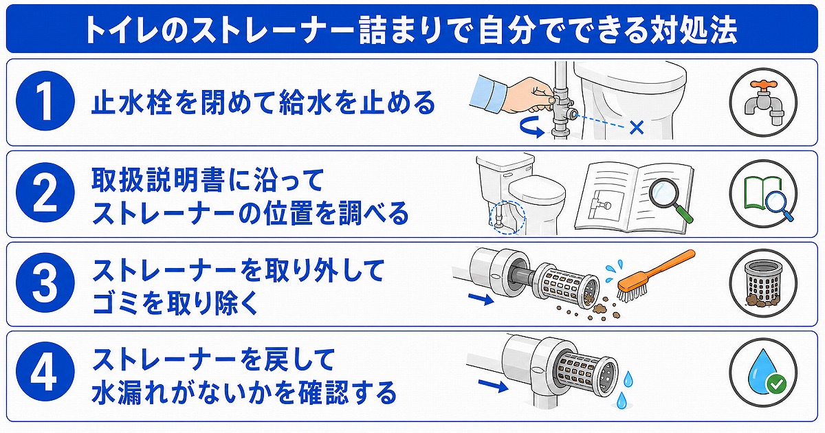 トイレのストレーナー詰まりで自分でできる対処法