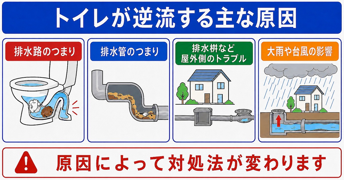 トイレの水が逆流する原因