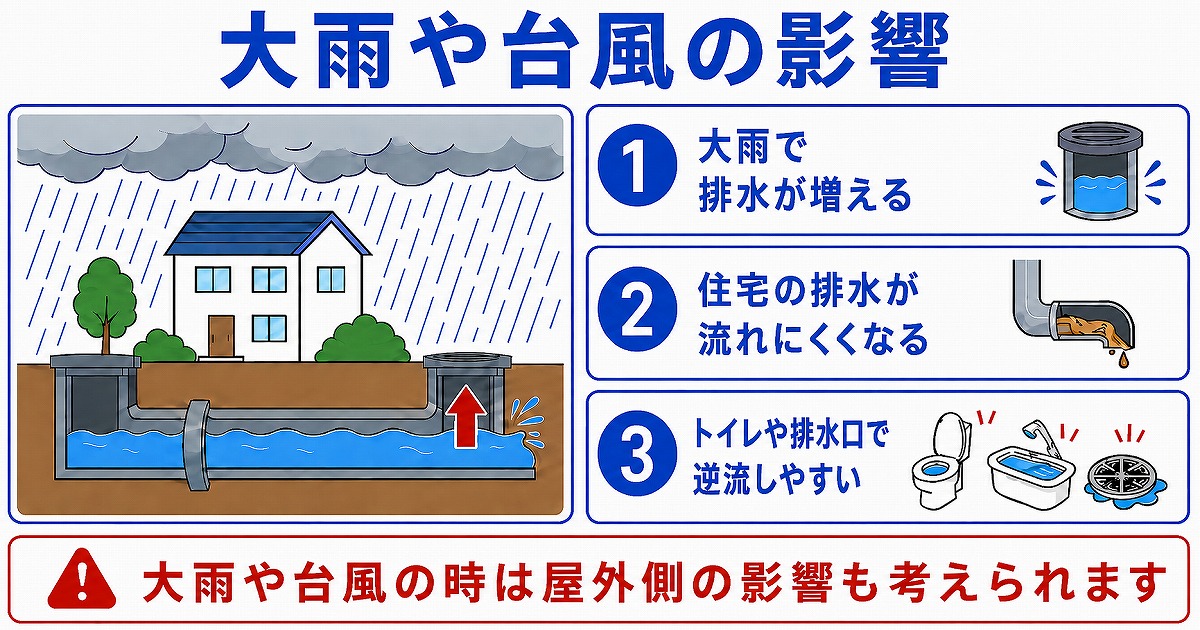 大雨や台風の影響