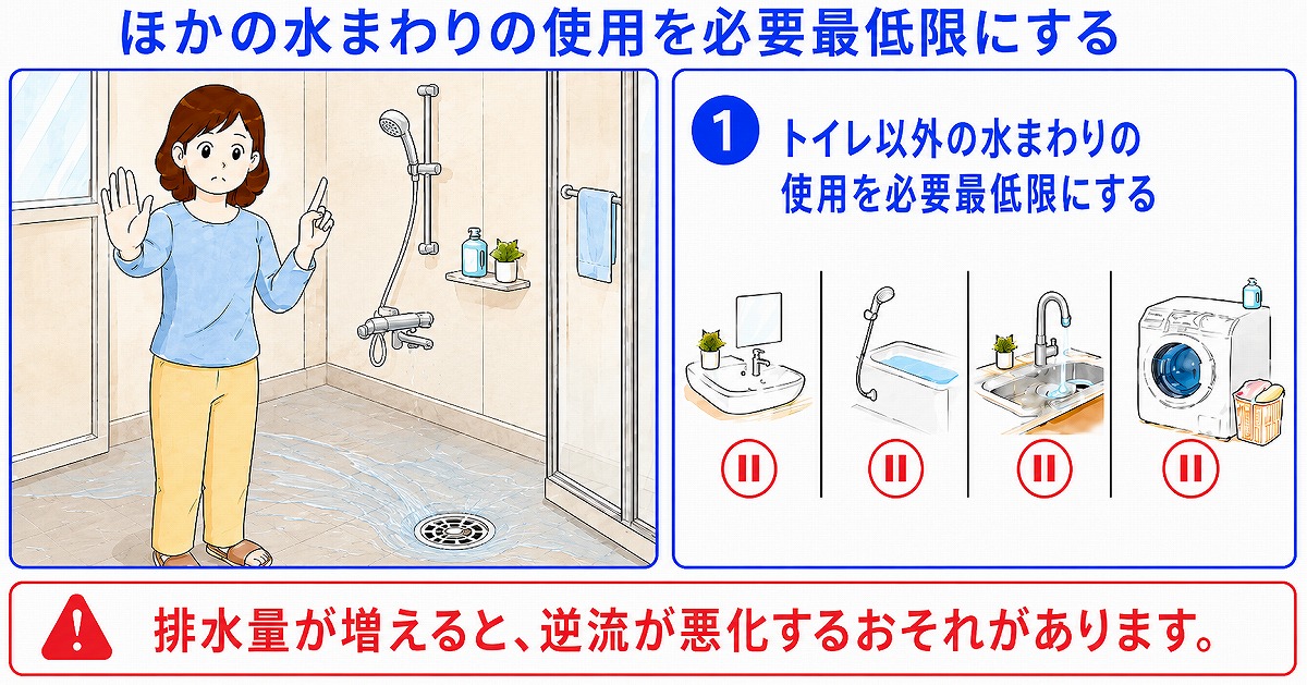 ほかの水まわりの使用を必要最低限にする