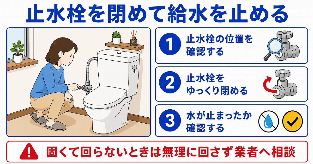 止水栓を閉めて給水を止める