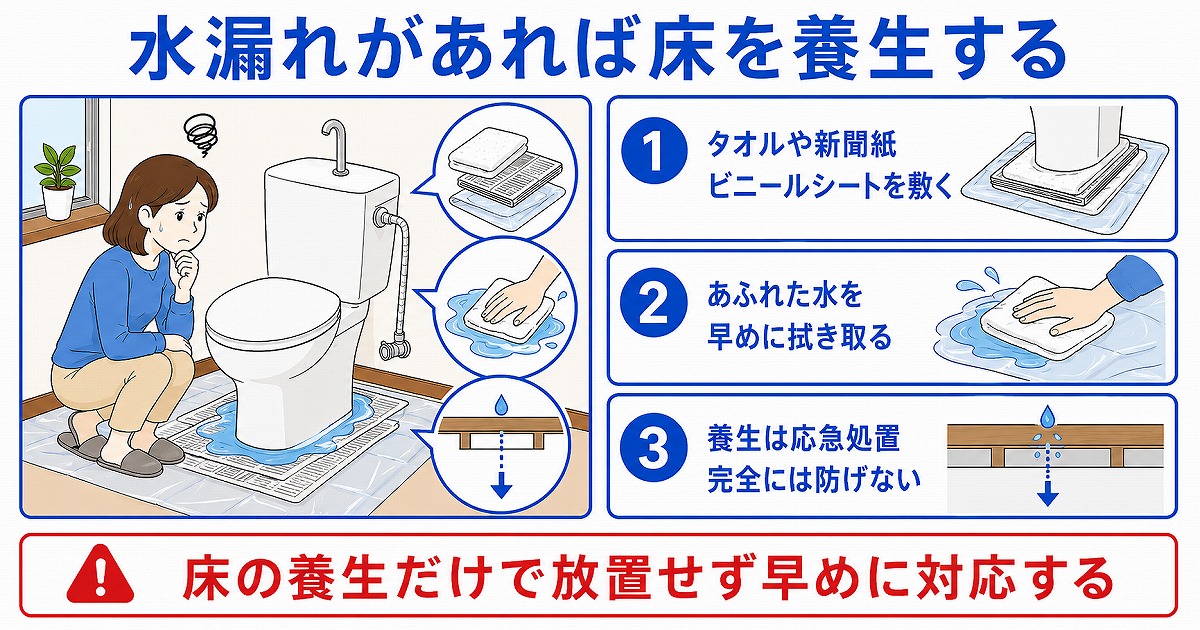 水漏れがあれば床を養生する