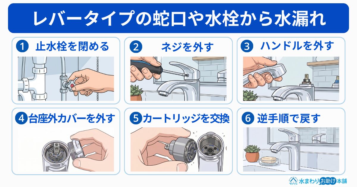 レバータイプの蛇口や水栓から水漏れしている場合