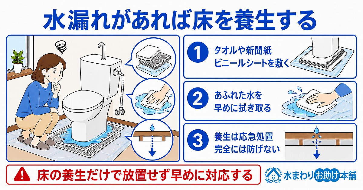 水漏れがあれば床を養生する