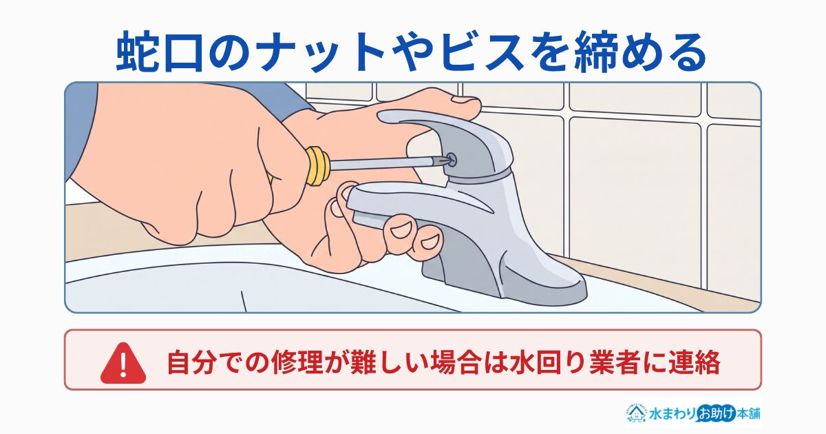 蛇口のナットやビスを締める