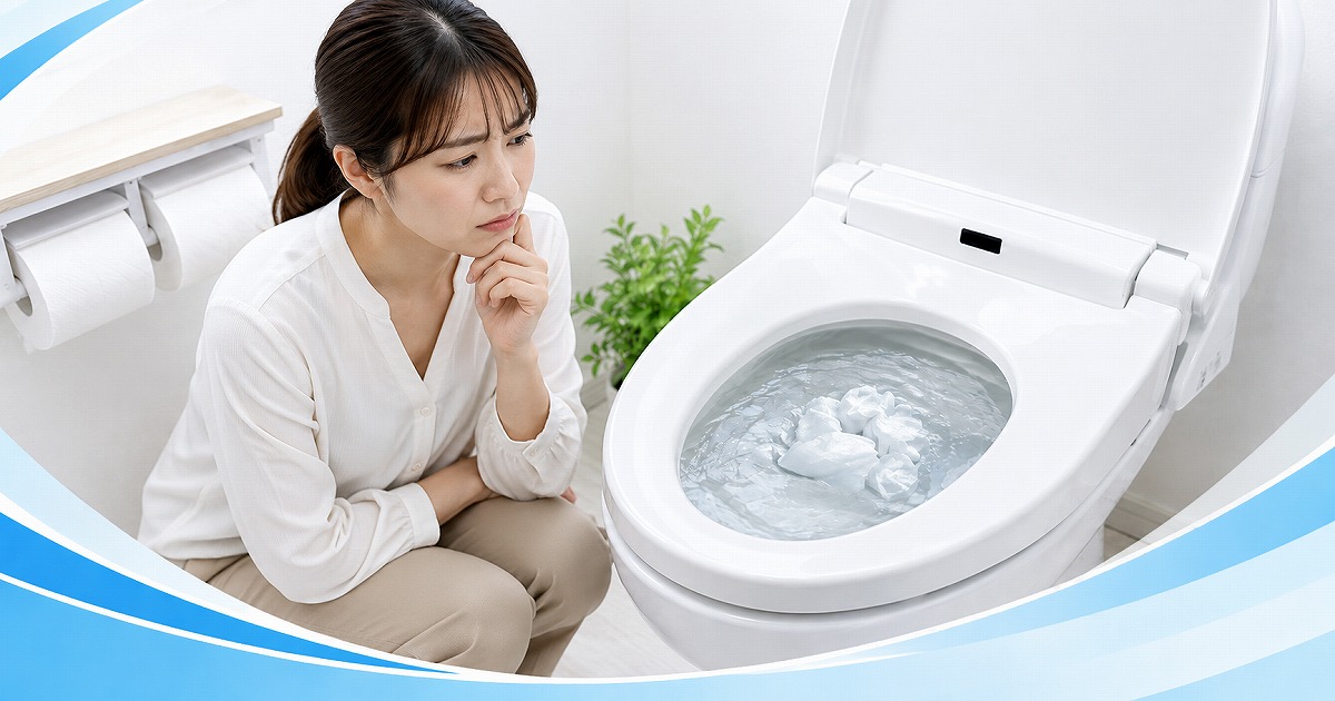 トイレの流れが悪いのを心配している女性