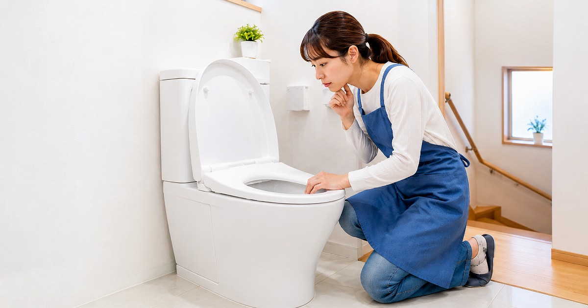 二階のトイレを調べている女性